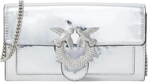 Pinko Iridescent Leren Portemonnee met Schouderband Gray Dames - Foto 5