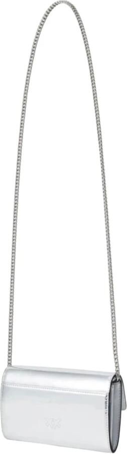 Pinko Iridescent Leren Portemonnee met Schouderband Gray Dames - Foto 4