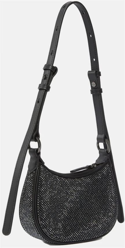 Pinko Zwarte leren schoudertas met strass Black Dames - Foto 4
