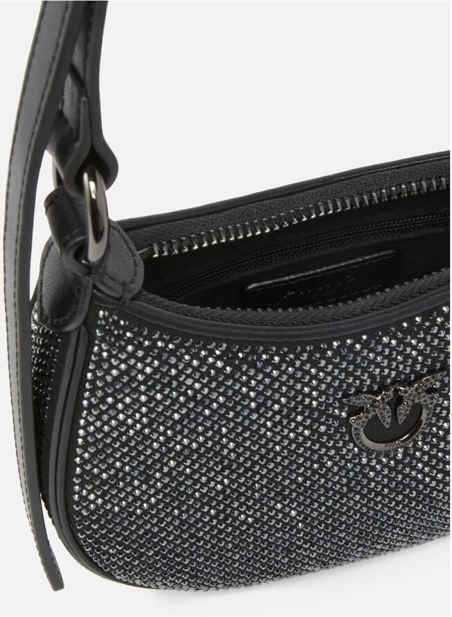 Pinko Zwarte leren schoudertas met strass Black Dames - Foto 2