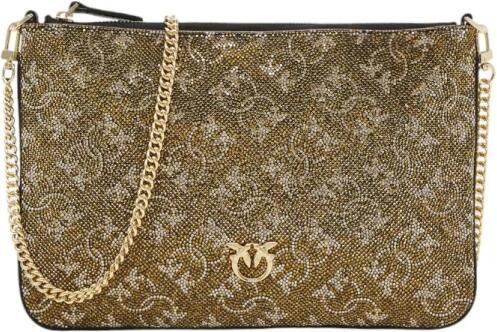 Pinko Gouden Monogram Ketting Schoudertas Yellow Dames - Foto 6