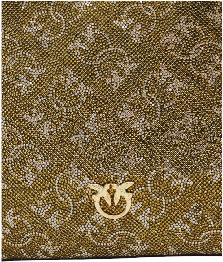 Pinko Gouden Monogram Ketting Schoudertas Yellow Dames