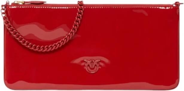 Pinko Glanzende PVC Rode Tas met Diamantgeslepen Detail Red Dames