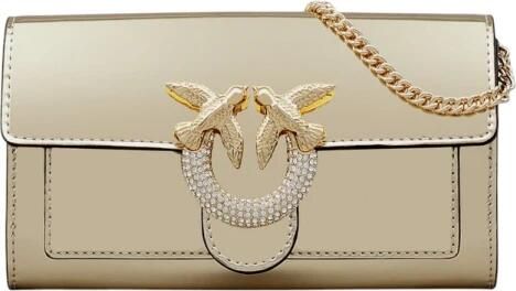 Pinko Love One Crossbody Portemonnee met Strass Yellow Dames