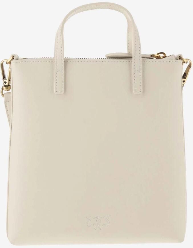 Pinko Leren Mini Tote Tas met Love Birds Diamond Cut Plaque White Dames - Foto 2