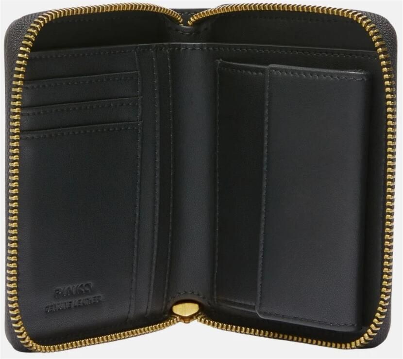 Pinko Leren portemonnee met ritssluiting en Love Birds ontwerp Black Dames - Foto 2