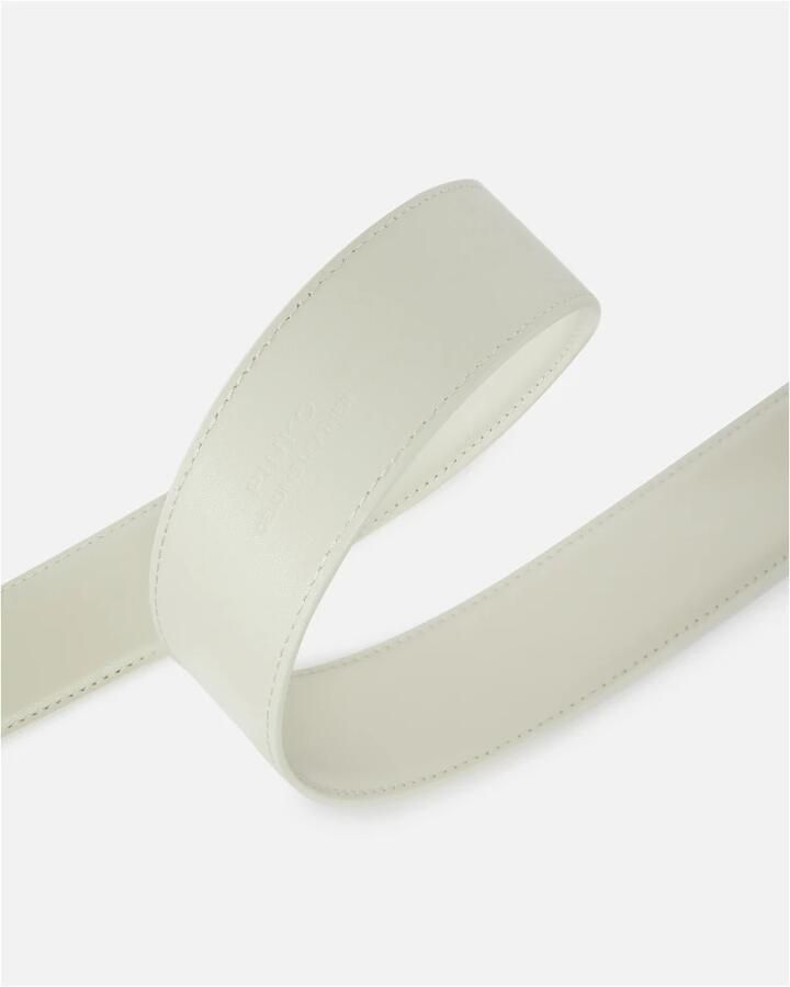 Pinko Hoog Taille Zacht Leren Riem met Love Birds Diamond Cut Gesp Wit Dames - Foto 2