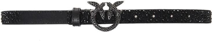 Pinko Zwart Suède Riem met Strass Detail Black Dames - Foto 4