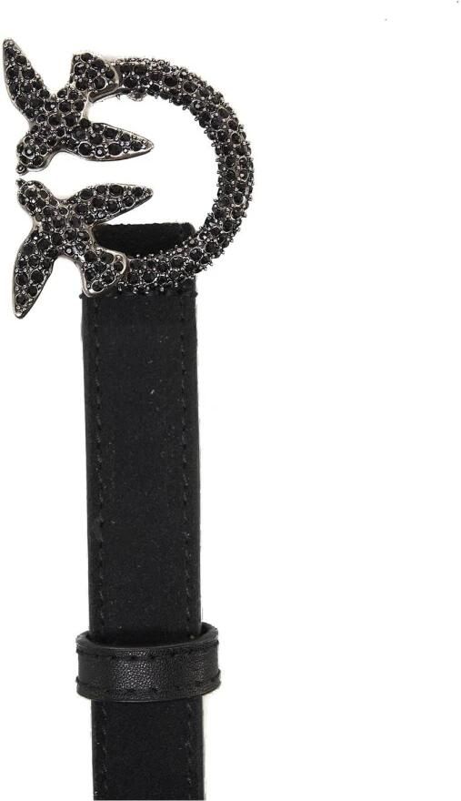 Pinko Zwart Suède Riem met Strass Detail Black Dames