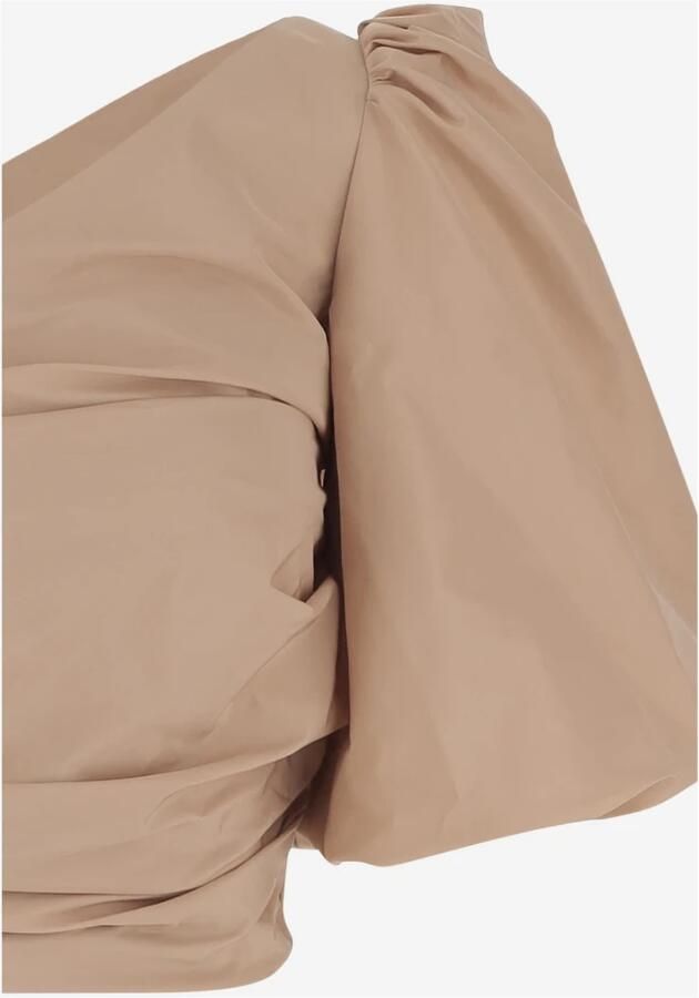 Pinko Taffeta One-Shoulder Crop Top Puff Sleeve Pink Dames - Foto 3