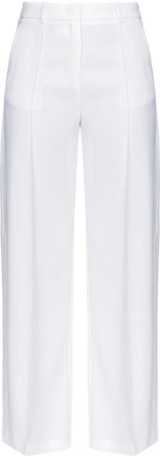 Pinko Elegante witte broek met wijde pijpen en zijsplitten White Dames