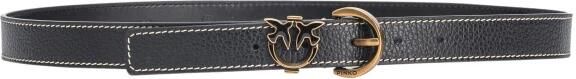 Pinko Tumbled leren Riem met Love Birds detail Black Dames - Foto 6