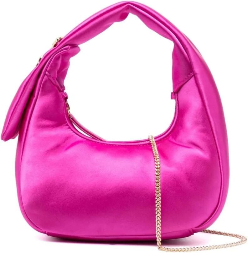 Pinko Fuchsia Satijn-Afgewerkte Tas met Kristallen Versiering Pink Dames - Foto 2