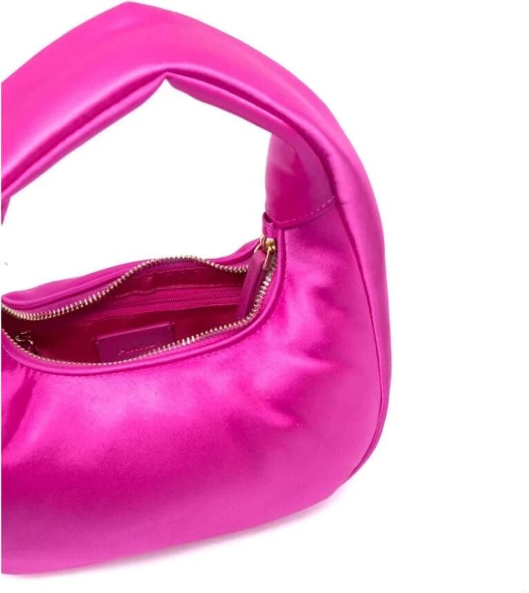 Pinko Fuchsia Satijn-Afgewerkte Tas met Kristallen Versiering Pink Dames - Foto 3