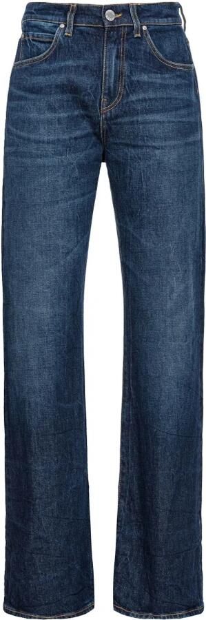 Pinko Wijde Pijp Blauwe Katoenmix Jeans Blue Dames