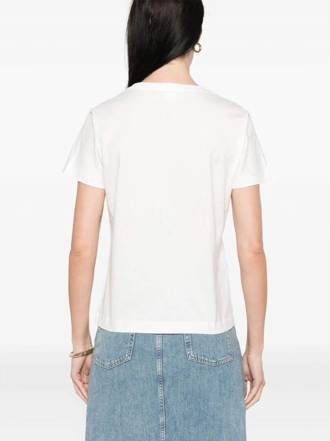 Pinko Kristal Logo Katoenen T-shirt White Dames - Foto 3