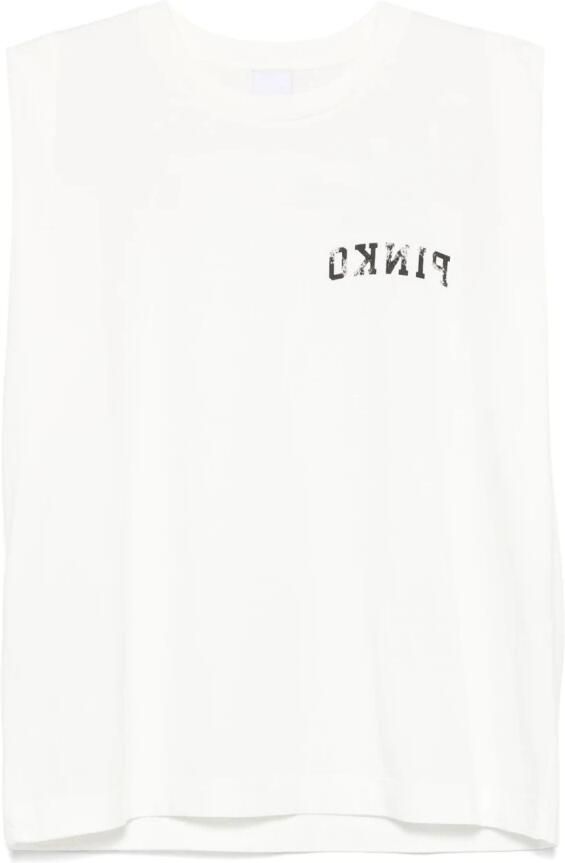 Pinko Witte Crew Neck Mouwloze Tops White Dames - Foto 5