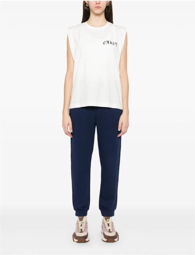 Pinko Witte Crew Neck Mouwloze Tops White Dames - Foto 4