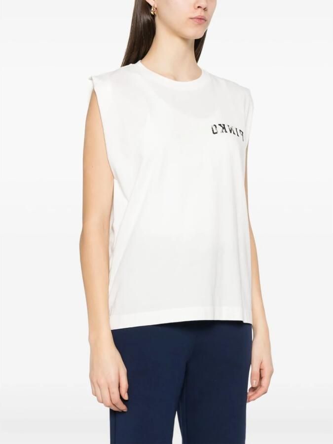 Pinko Witte Crew Neck Mouwloze Tops White Dames - Foto 2