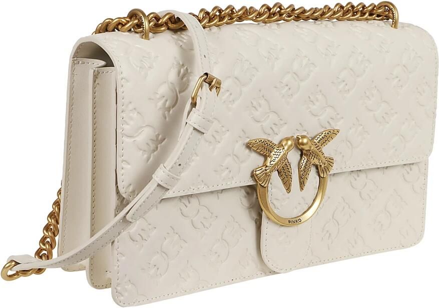 Pinko Love Bag Schoudertas met Love Birds Monogram Print Beige Dames