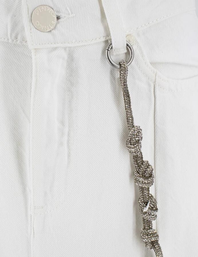 Pinko Denim rok met metalen knopen en ketting White Dames
