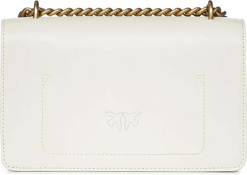 Pinko Mini Schoudertas van Kalfsleer met Goudkleurig Logo Beige Dames - Foto 7
