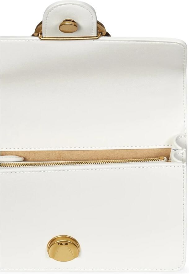 Pinko Mini Schoudertas van Kalfsleer met Goudkleurig Logo Beige Dames - Foto 6