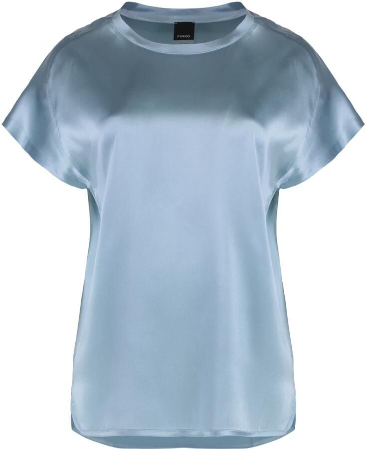 Pinko Zijden blouse met zijsplitten Blue Dames