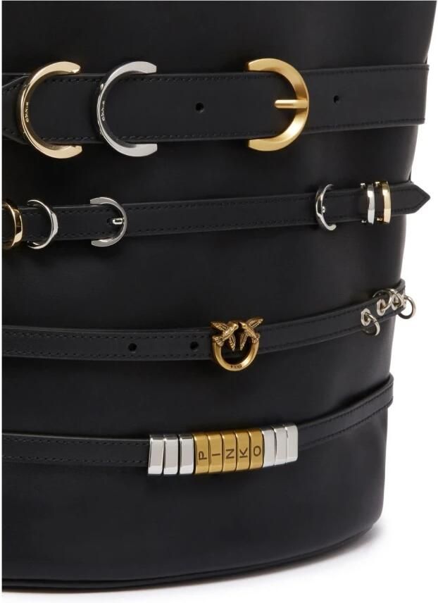 Pinko Hobo bags Leather Shoulder Bag With Straps in zwart - Foto 3