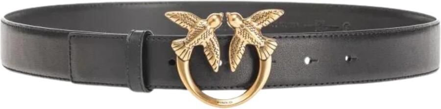Pinko Love Birds Diamond Cut Leren Riem Black Dames - Foto 2
