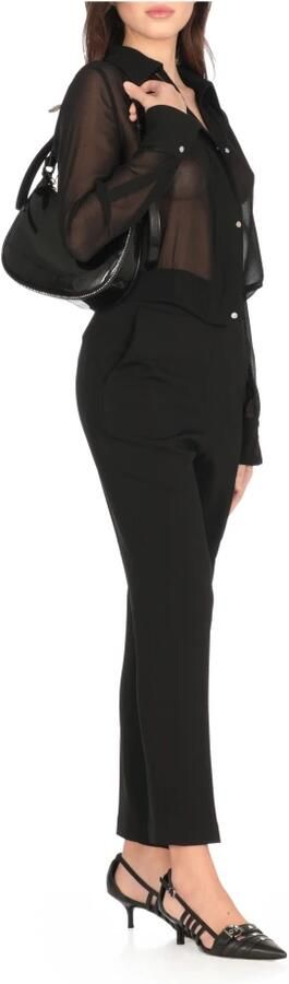 Pinko Zwarte Crêpe Broek met Hoge Taille Black Dames - Foto 4