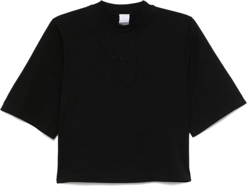Pinko Zwarte Crew Neck T-shirts en Polos Black Dames
