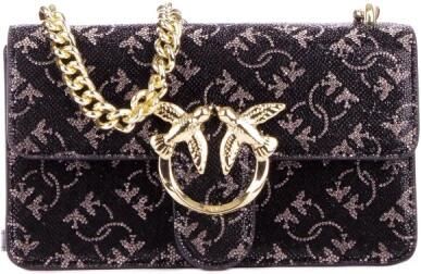 Pinko Zwarte Pailletten Love One Mini Tas Black Dames