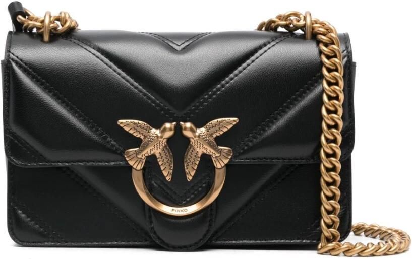 Pinko Gewatteerde leren crossbody tas met liefdesvogels Black Dames - Foto 9