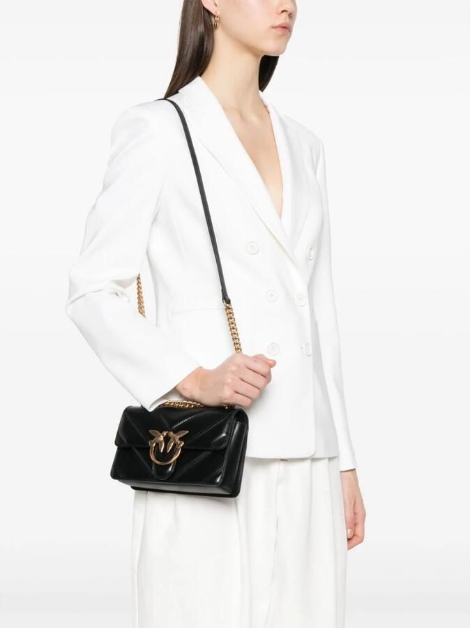 Pinko Gewatteerde leren crossbody tas met liefdesvogels Black Dames - Foto 5