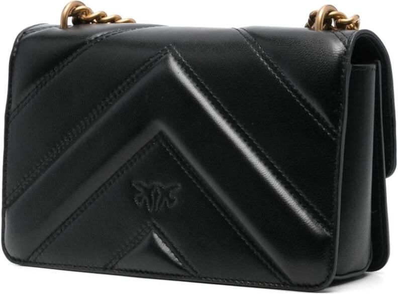 Pinko Gewatteerde leren crossbody tas met liefdesvogels Black Dames - Foto 8