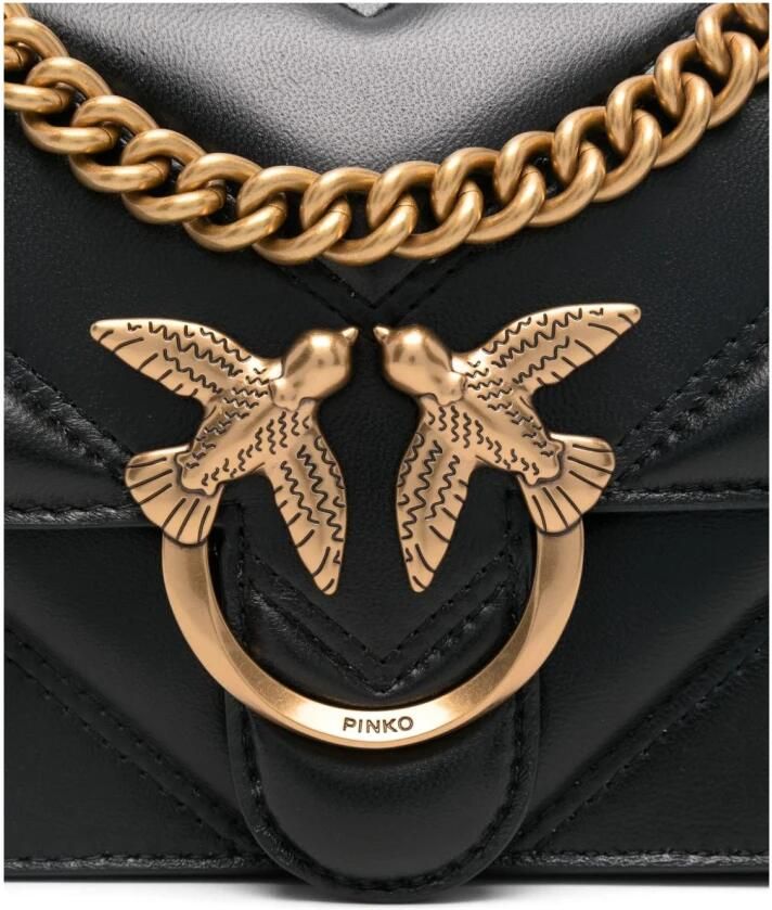 Pinko Gewatteerde leren crossbody tas met liefdesvogels Black Dames - Foto 6