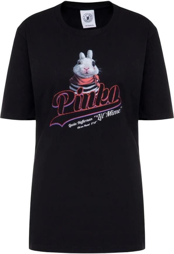 Pinko Zwarte Katoenen Dames T-shirt Black Dames