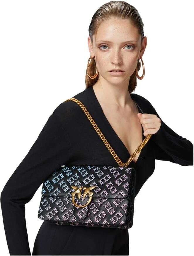 Pinko Zwarte leren dames crossbody tas Black Dames - Foto 2