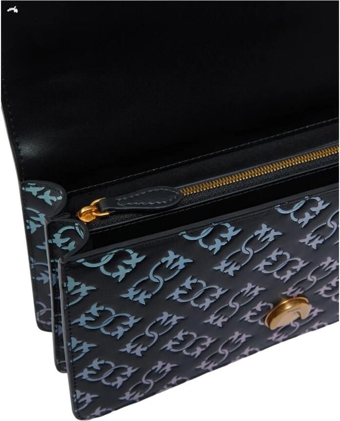 Pinko Zwarte leren dames crossbody tas Black Dames