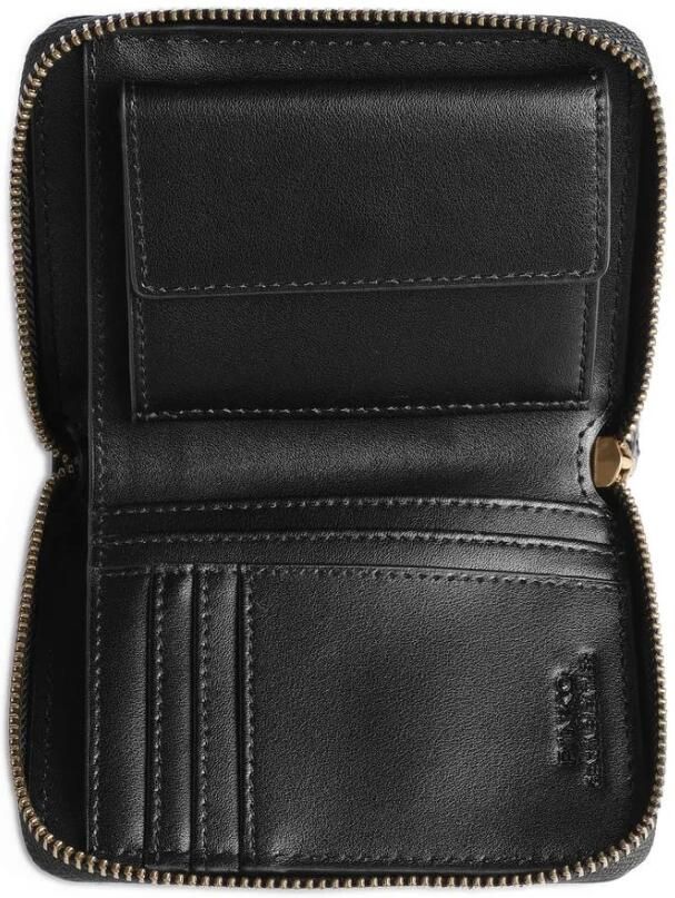 Pinko Zwarte Leren Ritsportemonnee Stijlvol Praktisch Black Dames - Foto 6