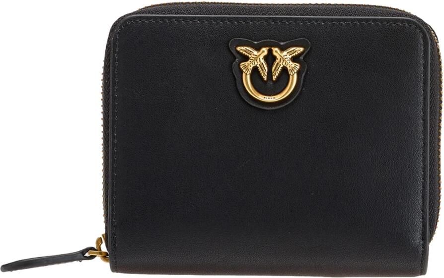 Pinko Leren portemonnee met ritssluiting en Love Birds ontwerp Black Dames - Foto 7
