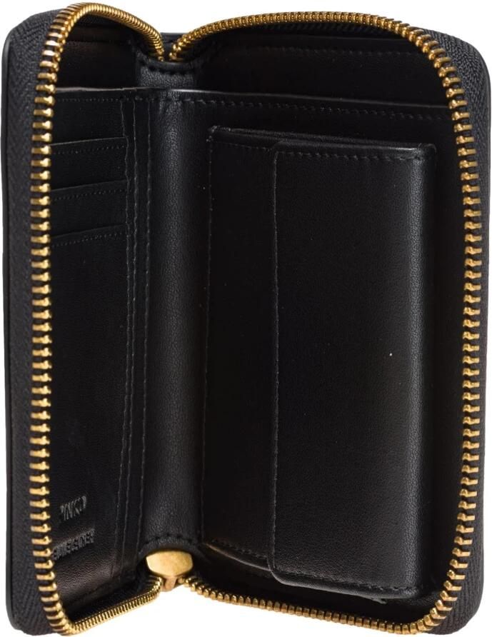 Pinko Leren portemonnee met ritssluiting en Love Birds ontwerp Black Dames - Foto 3