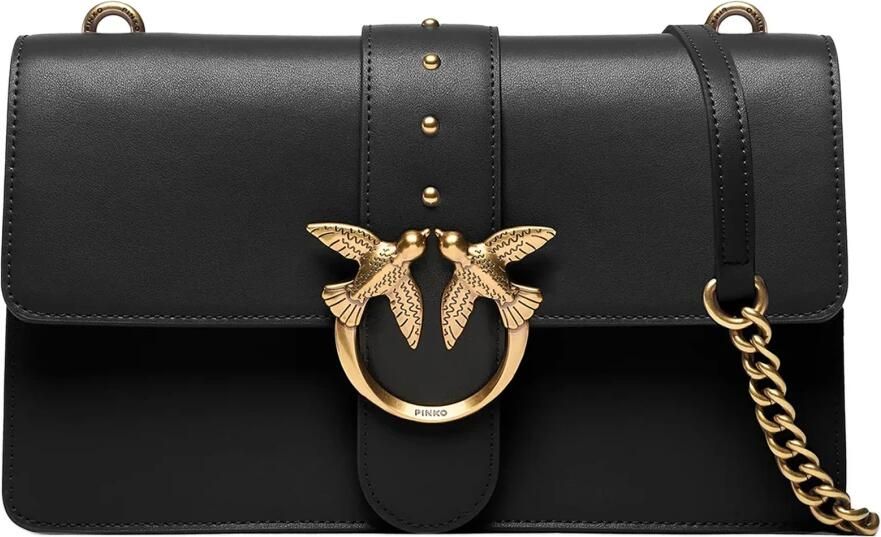 Pinko Klassieke Love Tas met Interne Verdeling en Gouden Logo Black Dames - Foto 3