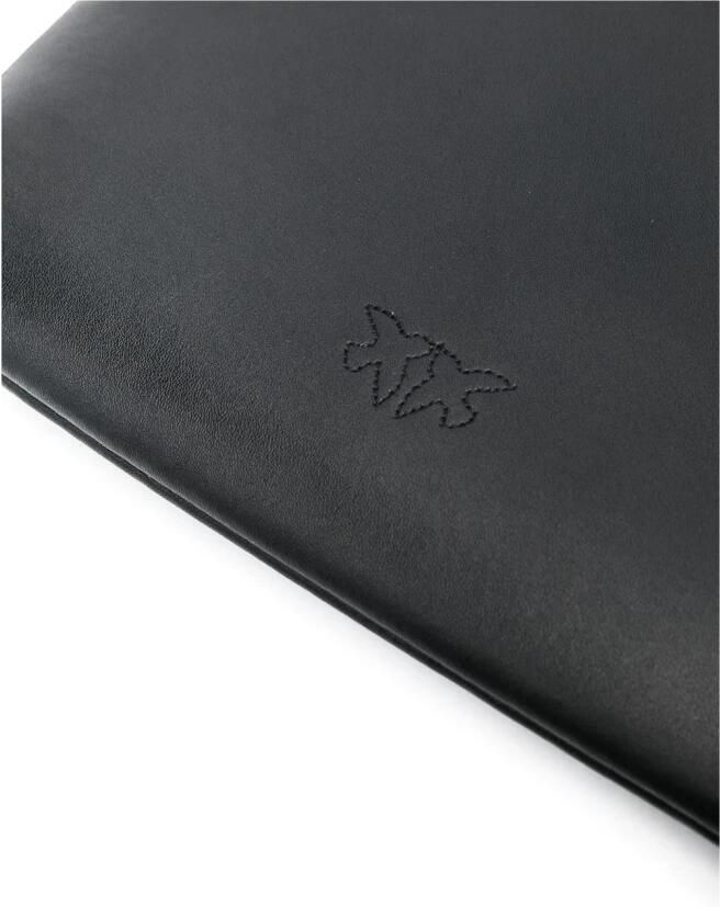 Pinko Platte Leren Schoudertas met Love Birds Diamond Cut Black Dames - Foto 3