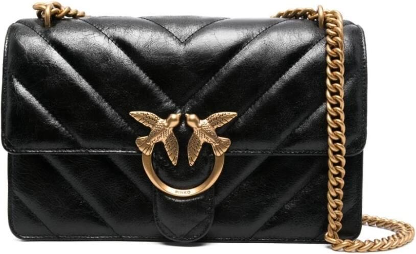 Pinko Klassieke leren tas Herfst Winter collectie Black Dames
