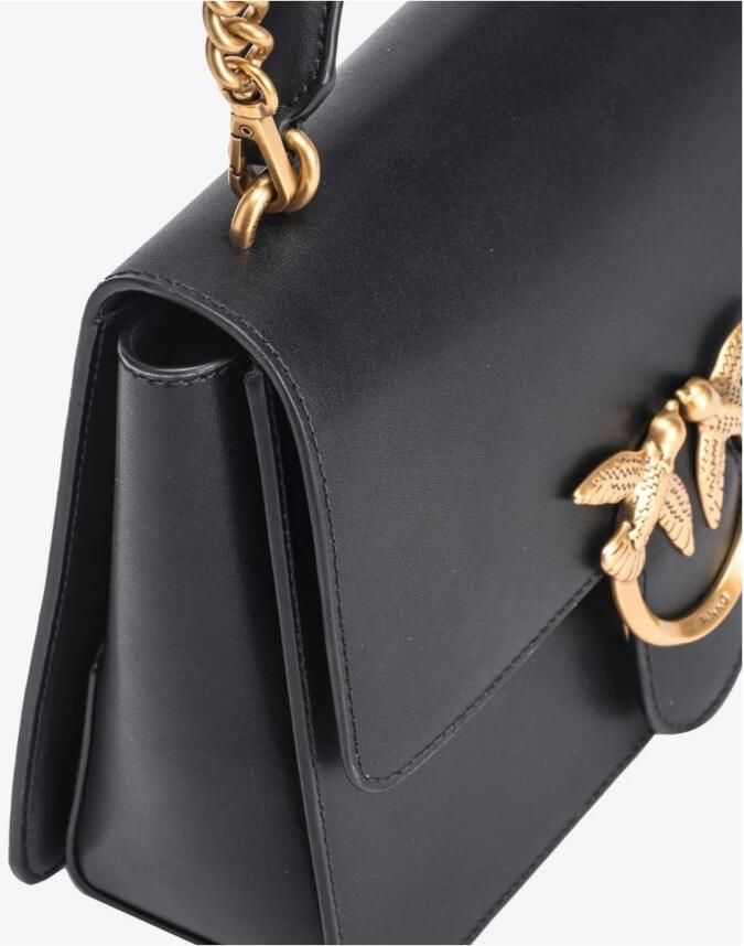 Pinko Zwarte leren schoudertas met Love Birds gesp Black Dames - Foto 4