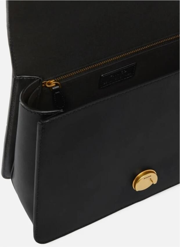 Pinko Zwarte leren schoudertas met Love Birds gesp Black Dames - Foto 5