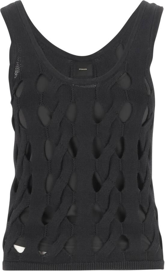Pinko Zwarte Mouwloze Stretch Nylon Top Black Dames - Foto 2
