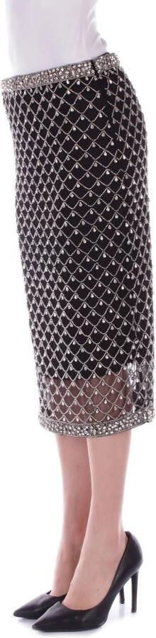 Pinko Zwarte Rok met Rits en Strass Details Black Dames - Foto 5